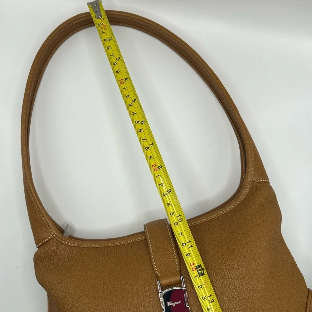 Salvatore Ferragamo Leather Shoulder Bag with Silver Buckle - Picture 13 of 15